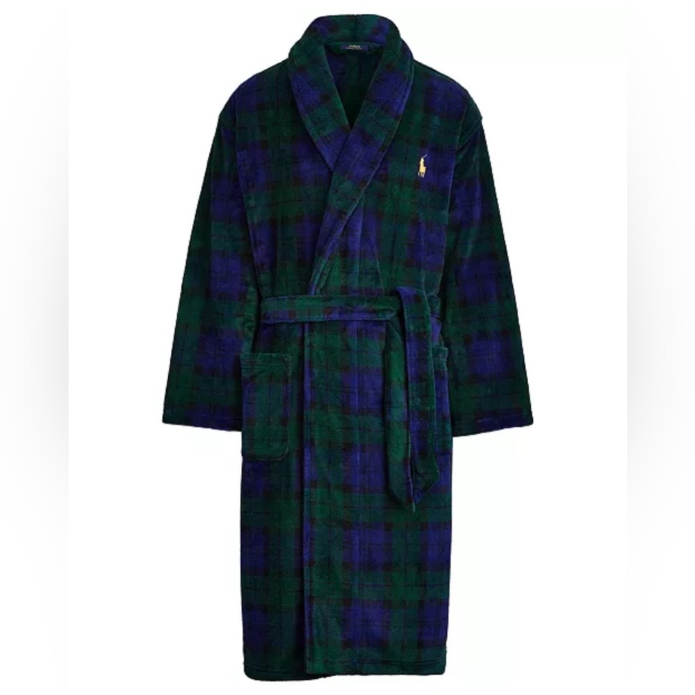 Polo Ralph Lauren Men's Microfiber Plaid Shawl Collar Robe